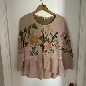 Embroidered Anthropologie cardigan